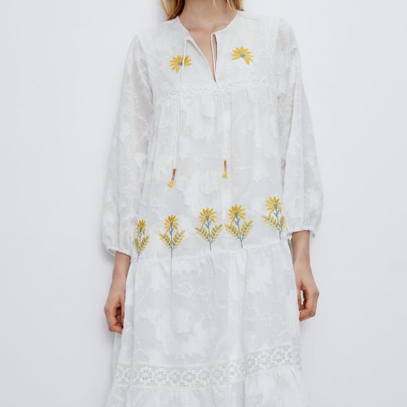 Zara tiered maxi dress w/ floral embroidery. NWT Host picked !! - Picture 7 of 10